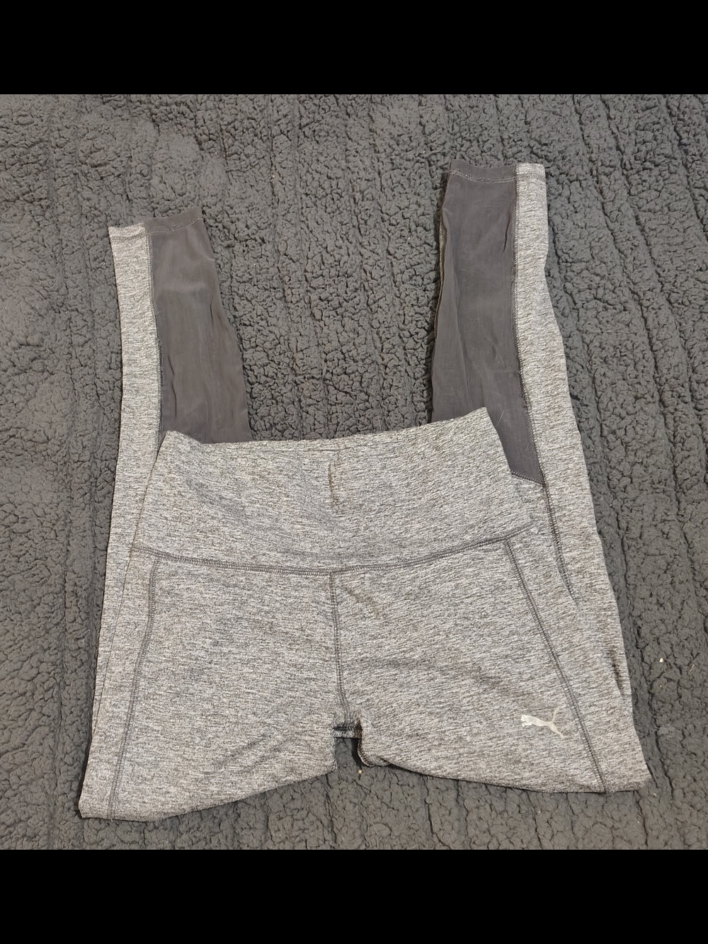 Puma Gray Heathered Leggings with Mesh Panels